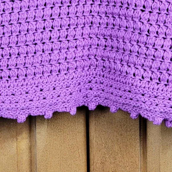 New Talbots Purple Open Knit Cotton V-Neck Cardigan Sweater - M - Picture 6 of 8